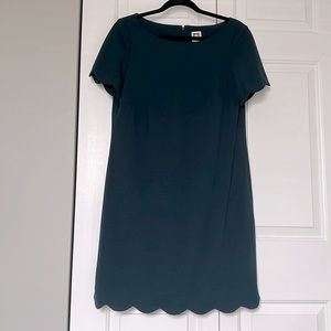 Dark green Anne Klein scallop hemmed dress.